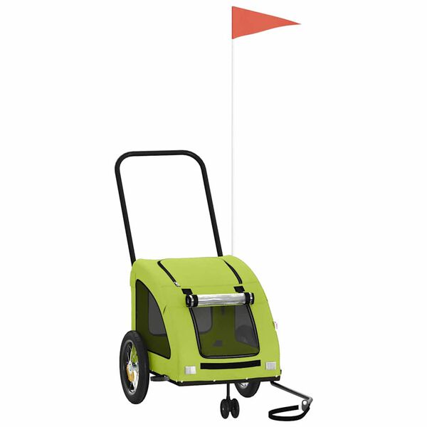 vidaXL Voz&iacute;k za kolo pro psa zelen&yacute; oxfordsk&aacute; tkanina a železo