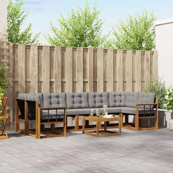 vidaXL Venkovn&iacute; pohovkov&aacute; souprava 8 pcs Př&iacute;rodn&iacute; a světle &scaron;ed&aacute;