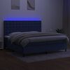 vidaXL Box spring postel s matrac&iacute; a LED modr&aacute; 200x200 cm textil