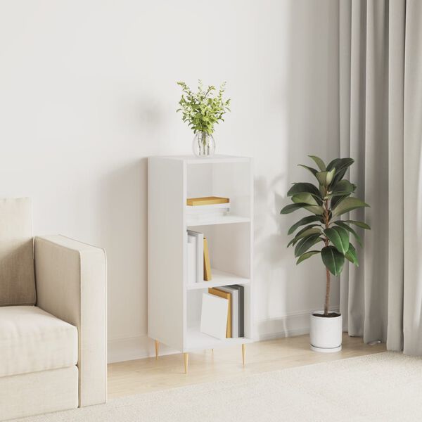 vidaXL Příborník bílý vysoký lesk 34,5 x 32,5 x 90 cm kompozitní dřevo