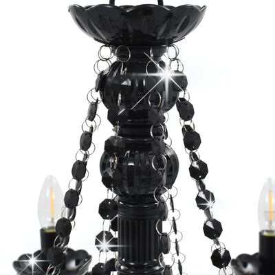vidaXL Lustr s korálky černý 8 x žárovky E14