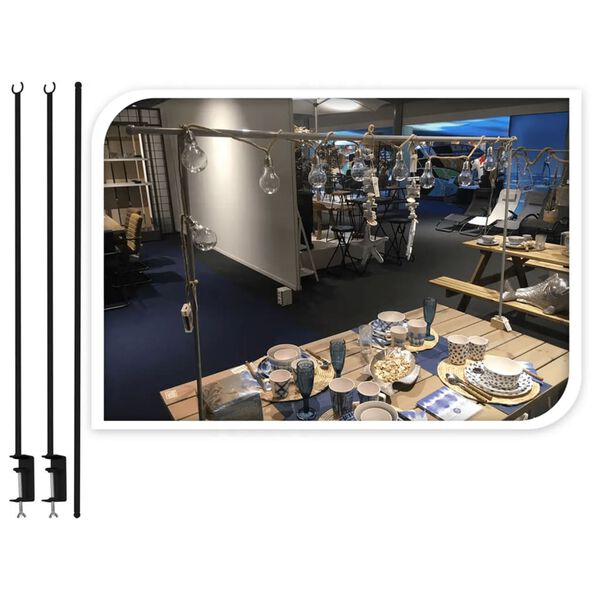 ProGarden Dekorační konstrukce nad stůl se svorkami kov černá