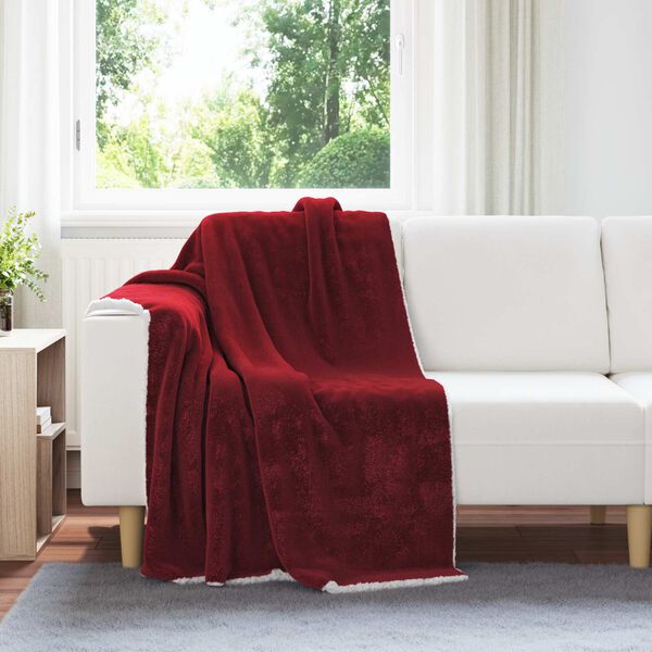 vidaXL Plažov&aacute; deka Bordeaux červen&aacute; 130 x 150 cm Fleece