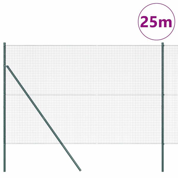 vidaXL Plotov&yacute; sloupek. Zelen&aacute; 25 x 1,6 m (25 x 25 mm s&iacute;ť) Ocel a PVC