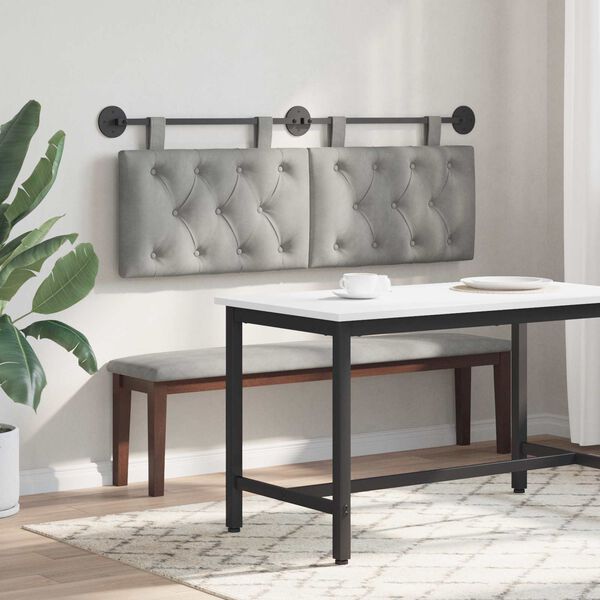 vidaXL Z&aacute;věsn&aacute; čeln&iacute; deska N&aacute;stěnn&yacute; Světle &scaron;ed&aacute; 130 x 55 x 7 cm samet