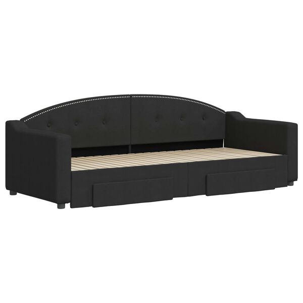 vidaXL Válenda s přistýlkou a zásuvkami černá 80 x 200 cm textil