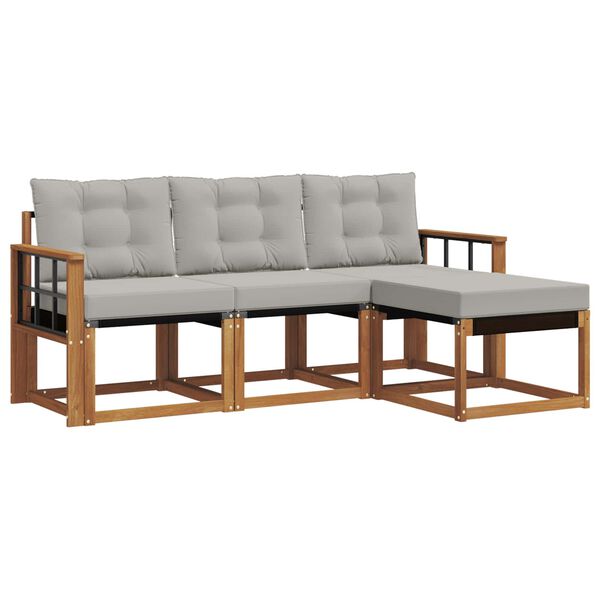 vidaXL Venkovn&iacute; pohovkov&aacute; souprava 4 pcs Př&iacute;rodn&iacute; a světle &scaron;ed&aacute;