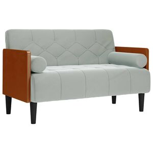 vidaXL Pohovka Loveseat s podhlavn&iacute;kem, světle &scaron;ed&aacute;, 110 cm, samet