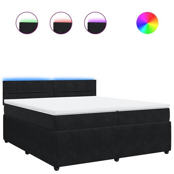 vidaXL Box spring postel s matrac&iacute; čern&aacute; 200x200 cm samet