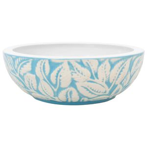 vidaXL Umyvadlo na desku b&iacute;l&eacute; a modr&eacute; kulat&eacute; &Phi; 41 x 14 cm keramika