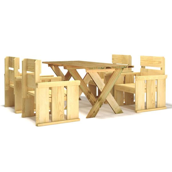 vidaXL 5d&iacute;ln&yacute; zahradn&iacute; j&iacute;deln&iacute; set impregnovan&eacute; borov&eacute; dřevo