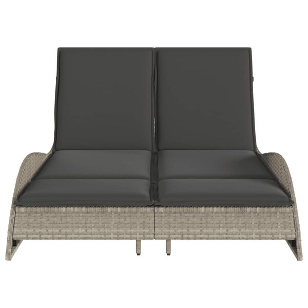 vidaXL Zahradní lehátko s poduškami světle šedé 114x205x73cm polyratan