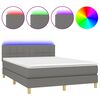 vidaXL Box spring postel s matrac&iacute; a LED tmavě &scaron;ed&aacute; 140x200 cm textil