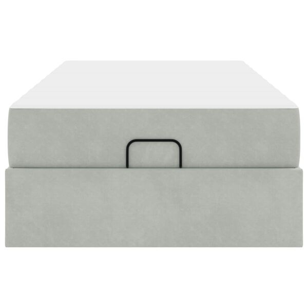 vidaXL Rám postele s matrací s úložištěm Světle šedá 90 x 190 cm samet