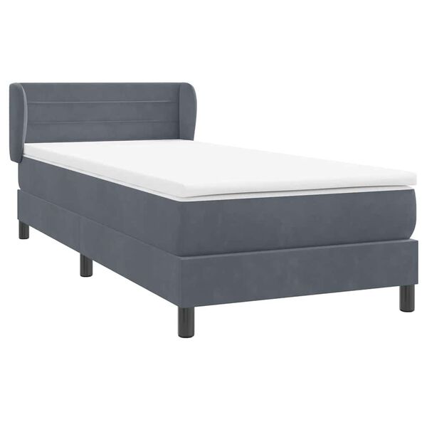 vidaXL Box spring postel s matrac&iacute; tmavě &scaron;ed&aacute; 80x220 cm samet