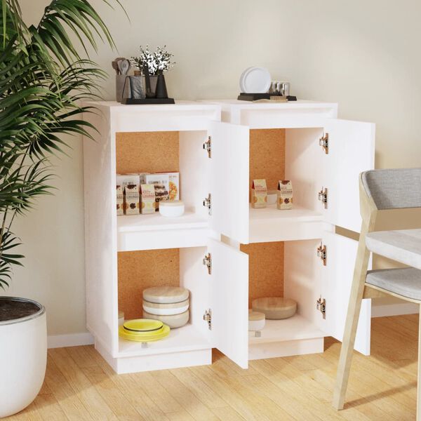 vidaXL Příborníky 2 ks bílé 31,5 x 34 x 75 cm masivní borové dřevo