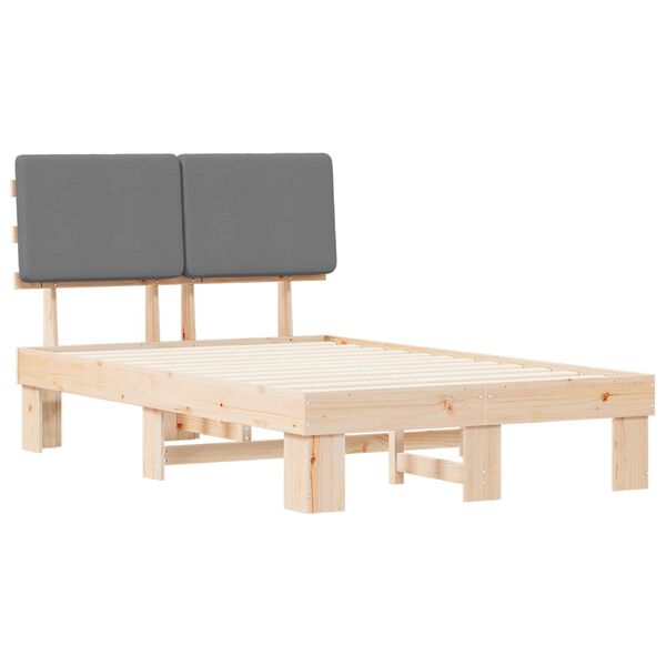 vidaXL R&aacute;m postele s čalouněn&yacute;m čelem s čelo Světle &scaron;ed&aacute; 120 x 200 cm