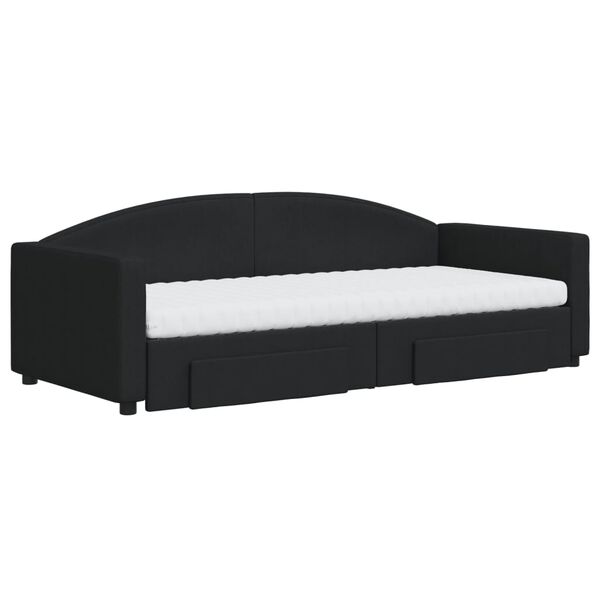 vidaXL Válenda s přistýlkou a zásuvkami černá 90 x 200 cm textil