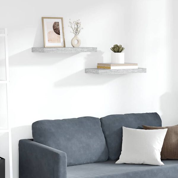 vidaXL Plovouc&iacute; n&aacute;stěnn&eacute; police 2 ks betonově &scaron;ed&eacute; 50x23x3,8 cm MDF