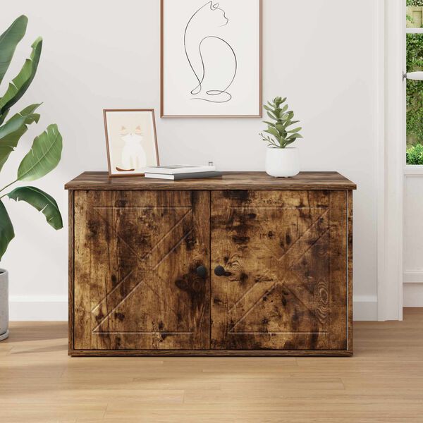 vidaXL Kočič&iacute; dům Kouřov&yacute; dub 85 x 55 x 50 cm kompozitn&iacute; dřevo