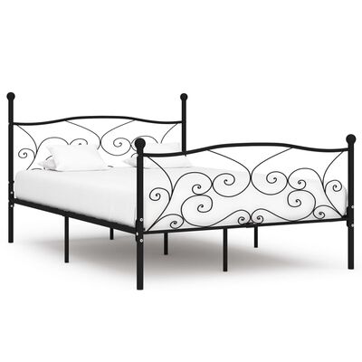 vidaXL Rám postele s laťkovým roštem černý kov 120 x 200 cm