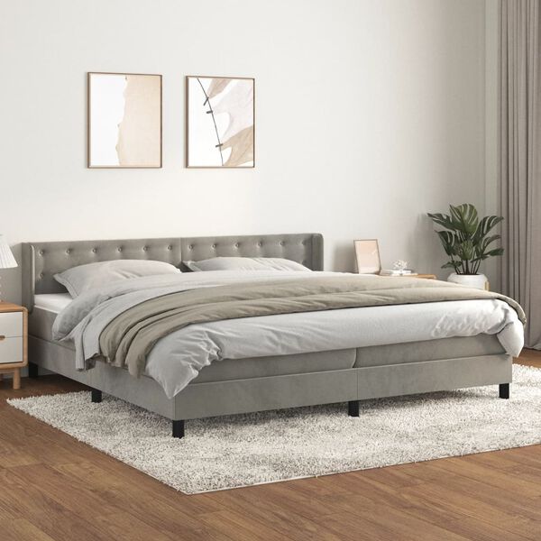 vidaXL Box spring postel s matrac&iacute; světle &scaron;ed&aacute; 200x200 cm samet