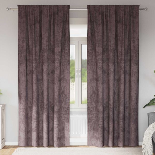 vidaXL Sametov&eacute; z&aacute;věsy se z&aacute;clonami 2 pcs Hněd&aacute; 245 x 140 cm samet