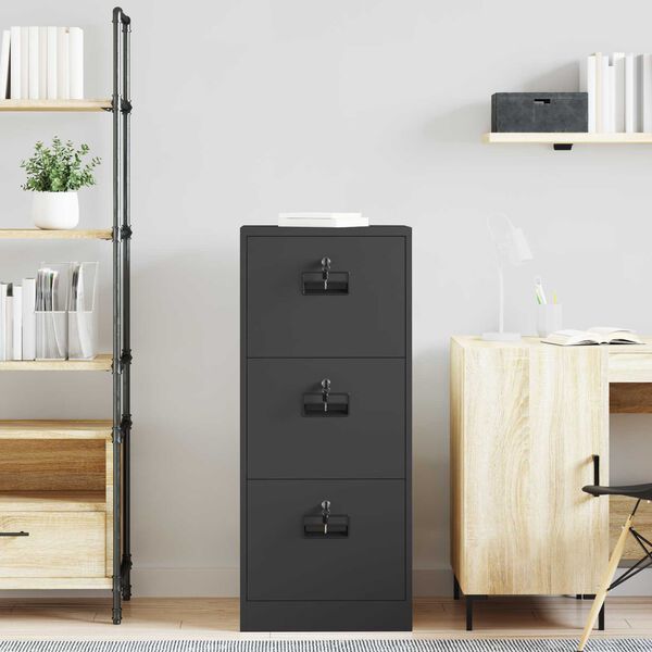 vidaXL Skř&iacute;ň na dokumenty se z&aacute;suvkou Čern&aacute; 45,5 x 42 x 106,5 cm