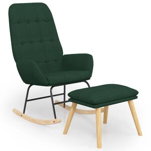 vidaXL Houpac&iacute; křeslo s podnožkou tmavě zelen&eacute; textil