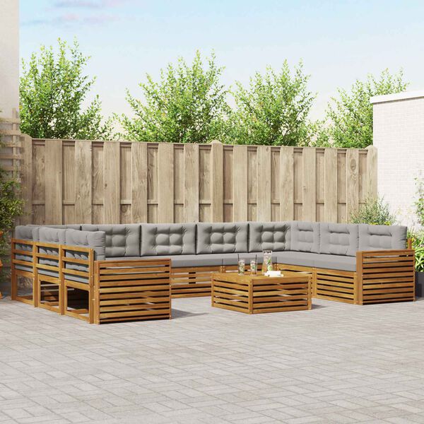 vidaXL Venkovn&iacute; pohovkov&aacute; souprava 10 pcs Př&iacute;rodn&iacute; a světle &scaron;ed&aacute;