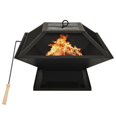 vidaXL Mísa na oheň a gril s pohrabáčem 46,5 x 46,5 x 37 cm ocel