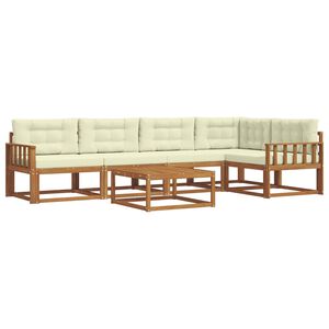 vidaXL Venkovn&iacute; pohovkov&aacute; souprava 6 pcs Přirozen&aacute; a Kr&eacute;mov&aacute;