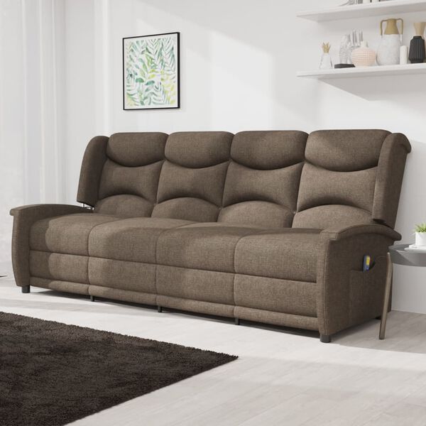 vidaXL 4m&iacute;stn&eacute; mas&aacute;žn&iacute; polohovac&iacute; křeslo hněd&eacute; textil