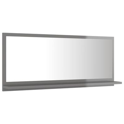 vidaXL Koupelnové zrcadlo šedé vysoký lesk 90x10,5x37 cm dřevotříska