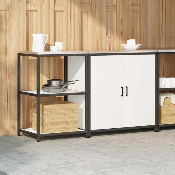 vidaXL Kuchyňsk&aacute; skladovac&iacute; sada 2 pcs B&iacute;l&aacute; Studen&aacute; v&aacute;lcovan&aacute; ocel