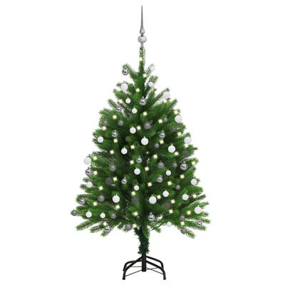 vidaXL Umělý vánoční stromek s LED a sadou koulí 120 cm zelený