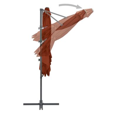 vidaXL Konzolový slunečník s ocelovou tyčí terakotový 250 x 250 cm