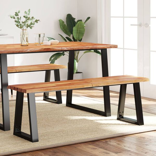 vidaXL Lavice s živou hranou 140 cm masivn&iacute; ak&aacute;ciov&eacute; dřevo