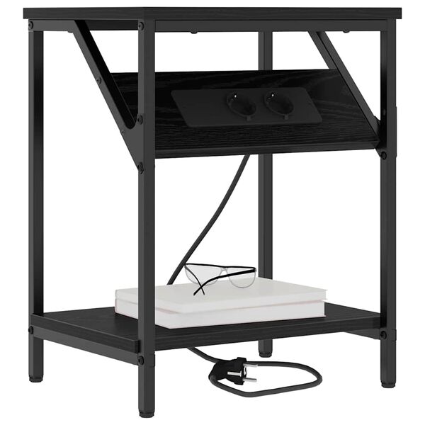 vidaXL Nočn&iacute; skř&iacute;ňka Čern&yacute; dub 38 x 30 x 48 cm kompozitn&iacute; dřevo