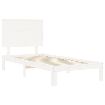 vidaXL Rám postele s čelem bílý Single masivní dřevo