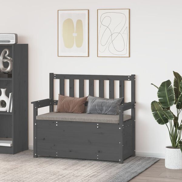 vidaXL Lavice šedá 112,5 x 51,5 x 96,5 cm masivní borovice