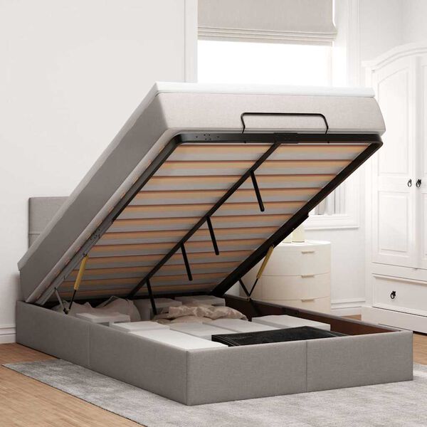 vidaXL Osmansk&aacute; postel s matrac&iacute; & LED taupe 120x190cm l&aacute;tka