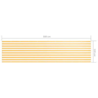 vidaXL Balkónová zástěna bílá a žlutá 120 x 500 cm oxfordská látka