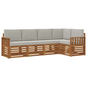 vidaXL Rohov&aacute; sofa sada s pol&scaron;t&aacute;řem 5 pcs Př&iacute;rodn&iacute; a světle &scaron;ed&aacute;