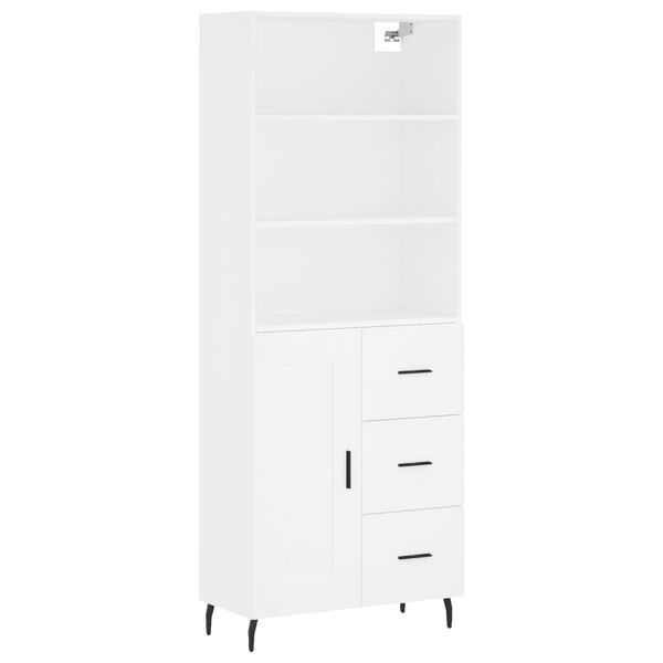 vidaXL Skř&iacute;ň highboard b&iacute;l&aacute; 69,5 x 34 x 180 cm kompozitn&iacute; dřevo