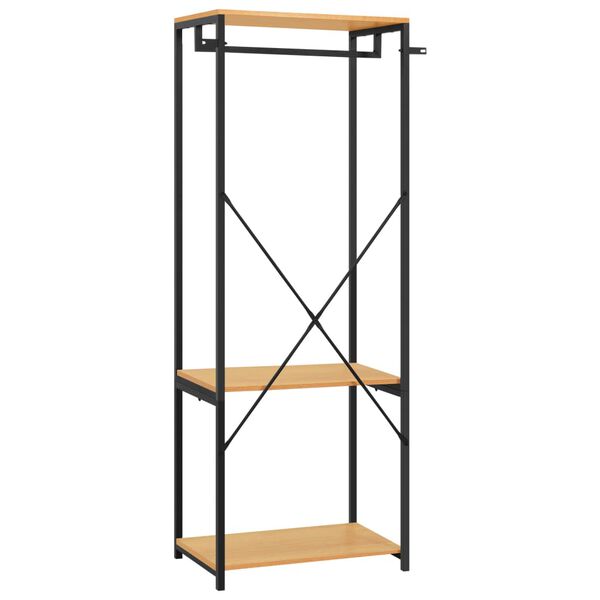 vidaXL &Scaron;atn&iacute; skř&iacute;ň čern&aacute; a dub 60 x 40 x 167 cm kov a dřevotř&iacute;ska