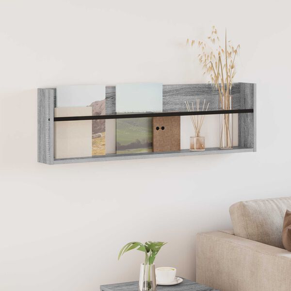 vidaXL Reg&aacute;l na časopisy &Scaron;ed&aacute; Sonoma 100 x 12 x 30 cm kompozitn&iacute; dřevo