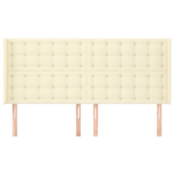 vidaXL Čelo postele typu u&scaron;&aacute;k kr&eacute;mov&eacute; 203x16x118/128 cm uměl&aacute; kůže