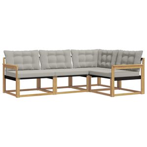 vidaXL Venkovn&iacute; pohovkov&aacute; souprava 4 pcs B&iacute;l&aacute; a světl&aacute; &scaron;ed&aacute;