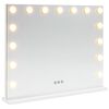 vidaXL LED zrcadlo na toaletn&iacute; stůl B&iacute;l&aacute; 58 x 10 x 47 cm Sklo a ocel